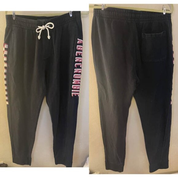 Abercrombie & Fitch graphic sweat pants/joggers Size M/Black checkered print - Picture 1 of 5
